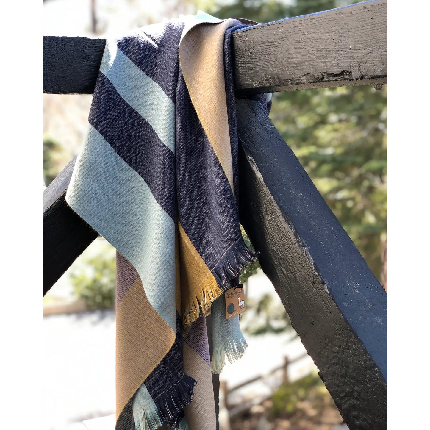 Alpaca Reversible Throw - Indigo Gold